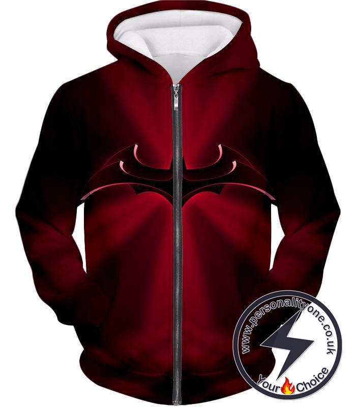 Super Awesome Red Batman Logo Cool Red Shaded Zip Up Hoodie